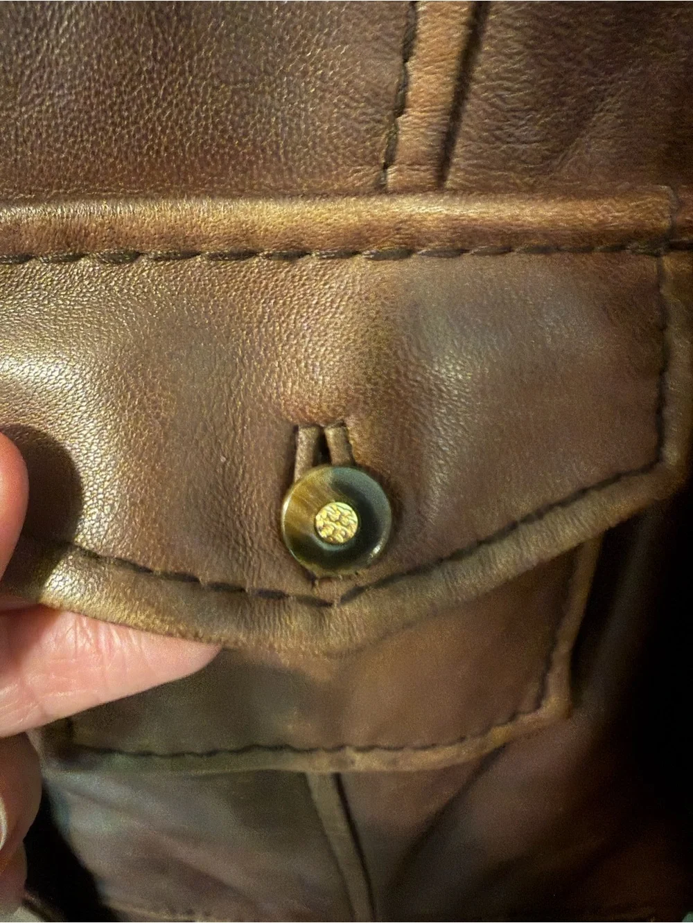 Tory Burch Brown Leather Military-Style Jacket